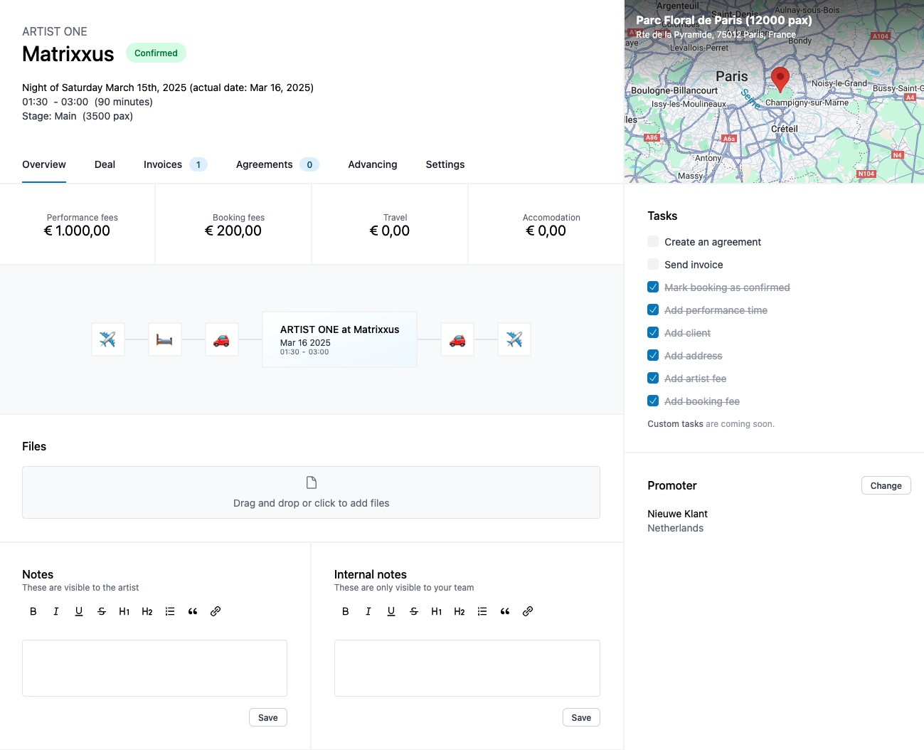 Single booking view - App screenshot